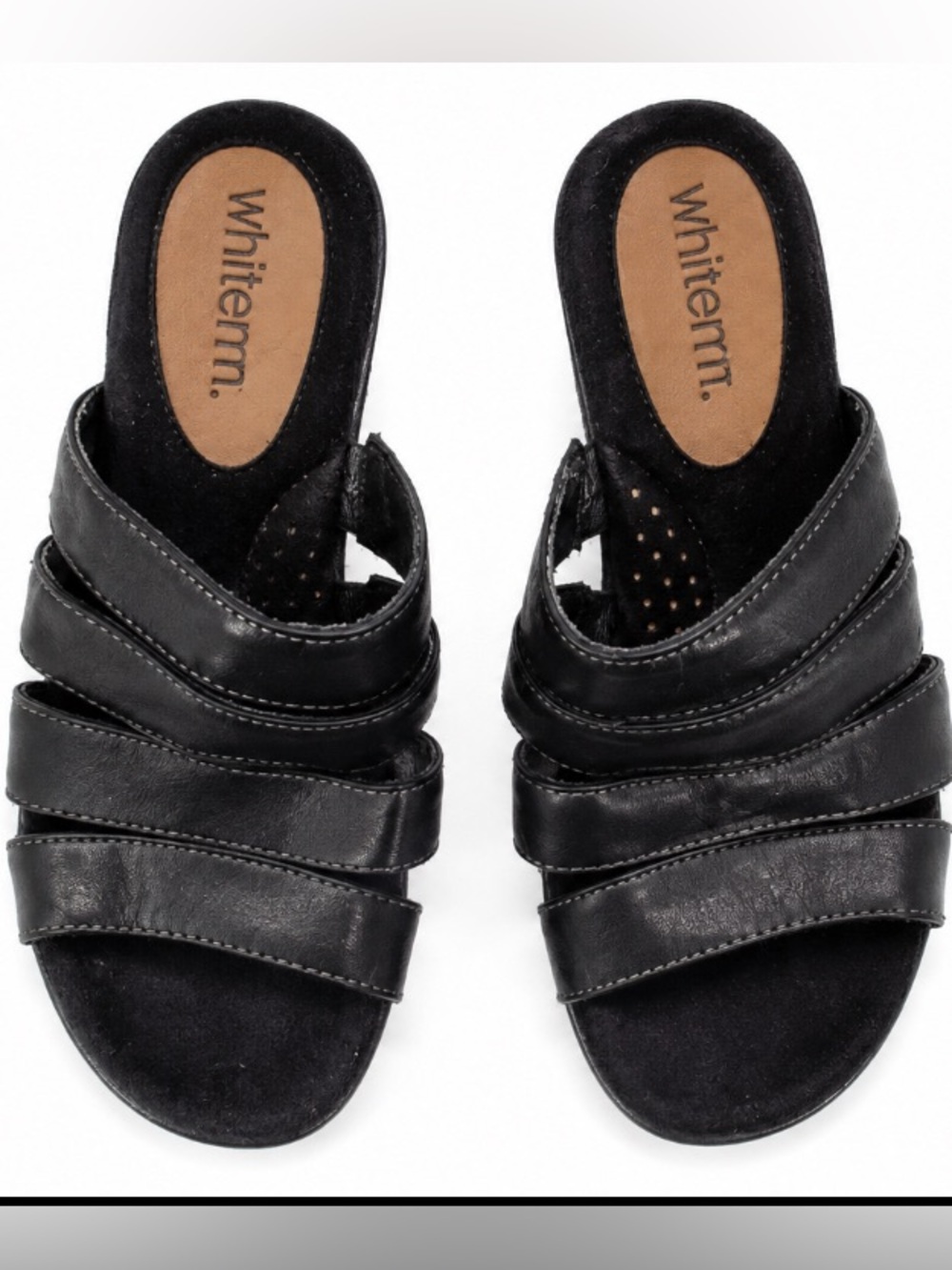 White Mountain Black Multi-Strap Slide Sandals Casual Comfort Shoes Size 7